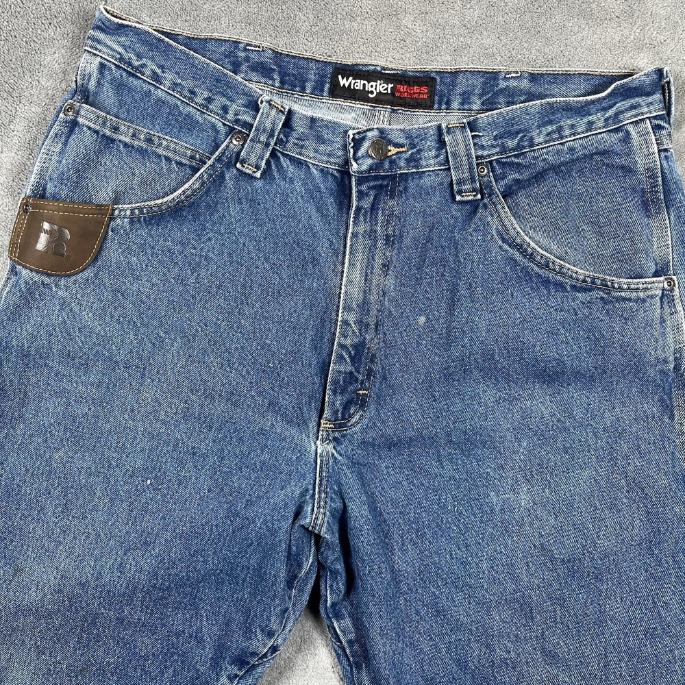 Wrangler RIGGS WorkWear Denim Mens Blue Jeans Carpenter Size 36x32 SEE PICS